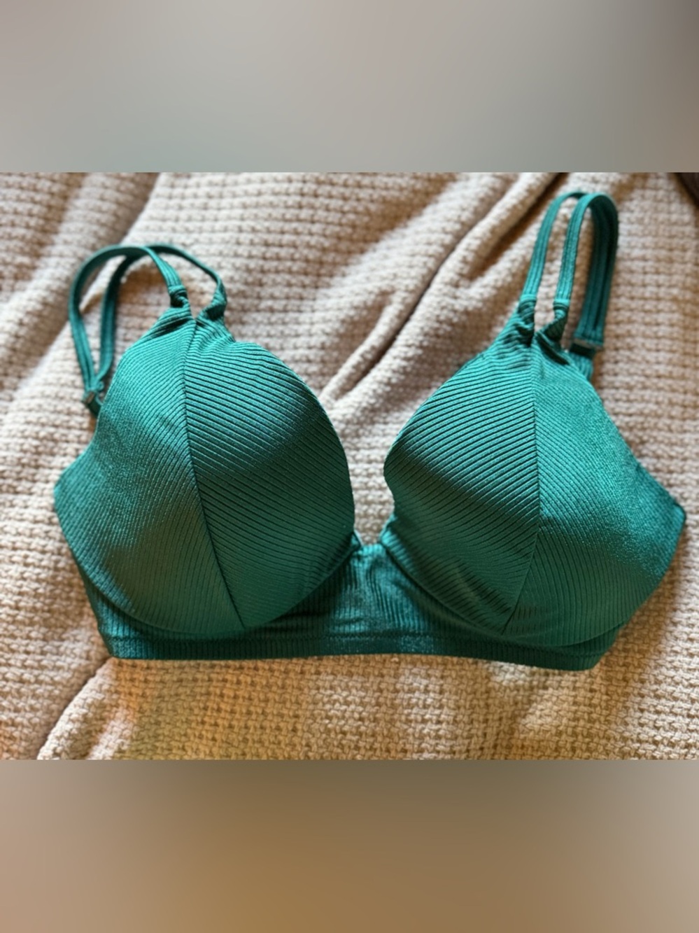 Shade & Shore Emerald Green Bikini Top 36DD Pushup beach surf pool vacation